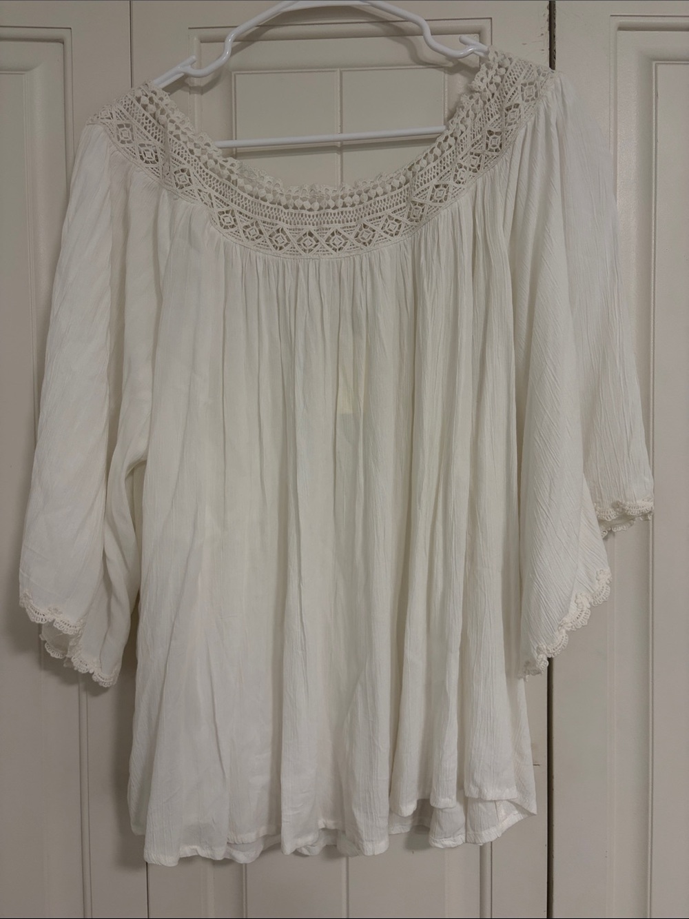 Anthropologie White Crochet Yoke Peasant Tunic - Picture 6 of 8